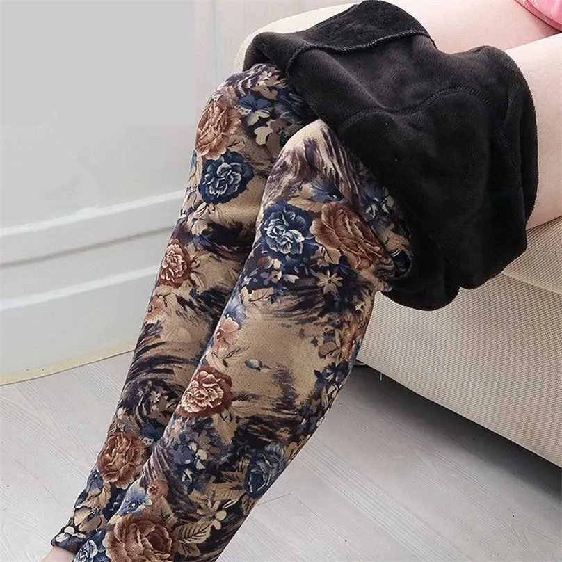Sexy Leggings Women Plus Velvet Thick Pants Lady Fitness Winter Warm Street Outer Wear Big Size Thermal Trouser L20 211215