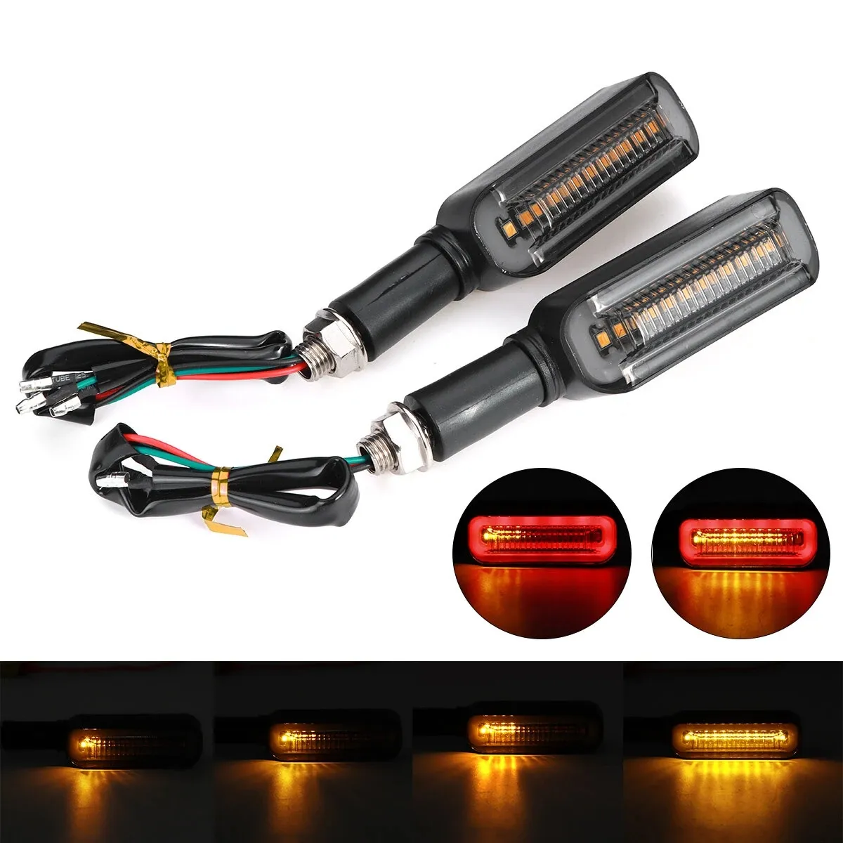 2 pièces 12V moto LED clignotant eau qui coule DRL lumières clignotant clignotant-blanc