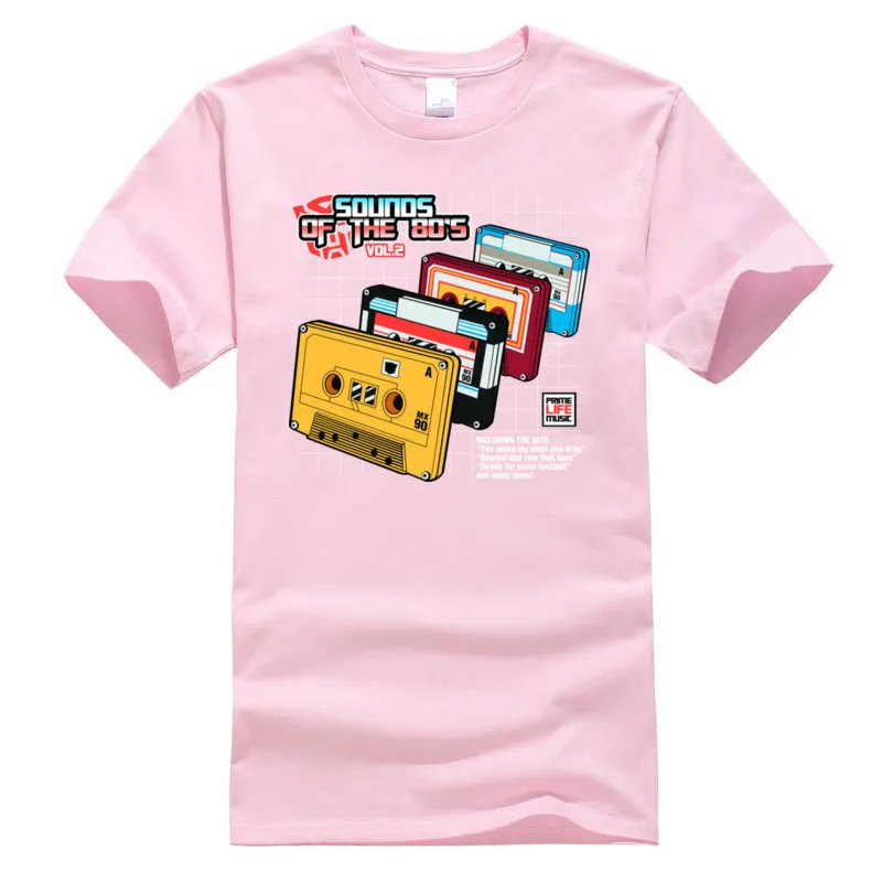 Tops Shirt Clothing Shirt Sounds_ot_the_80s_Vol.2_10013 Summer/Autumn All Cotton Crew Neck Man T Shirts Personalized Discount Sounds_ot_the_80s_Vol.2_10013 pink