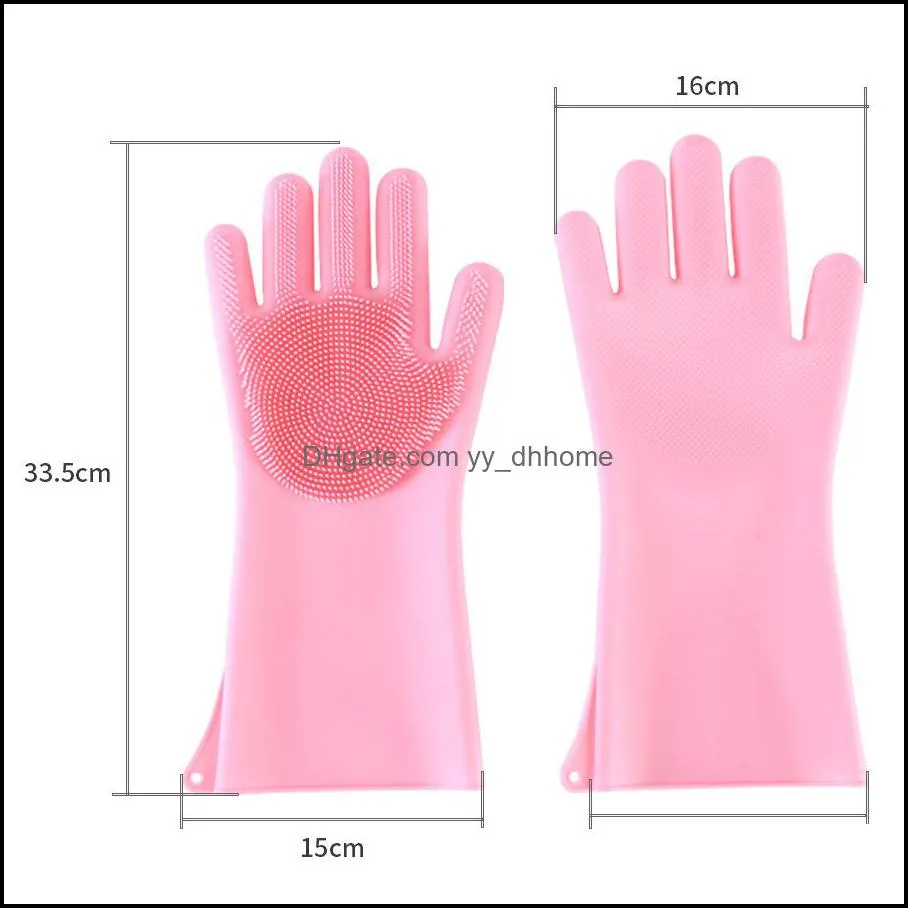 Magic Silicone Dishwashing Gloves Dish Washing Sponge Rubber Scrubber Reusable Cleaning Brush for Kitchen, Car Wash, and Pet Care