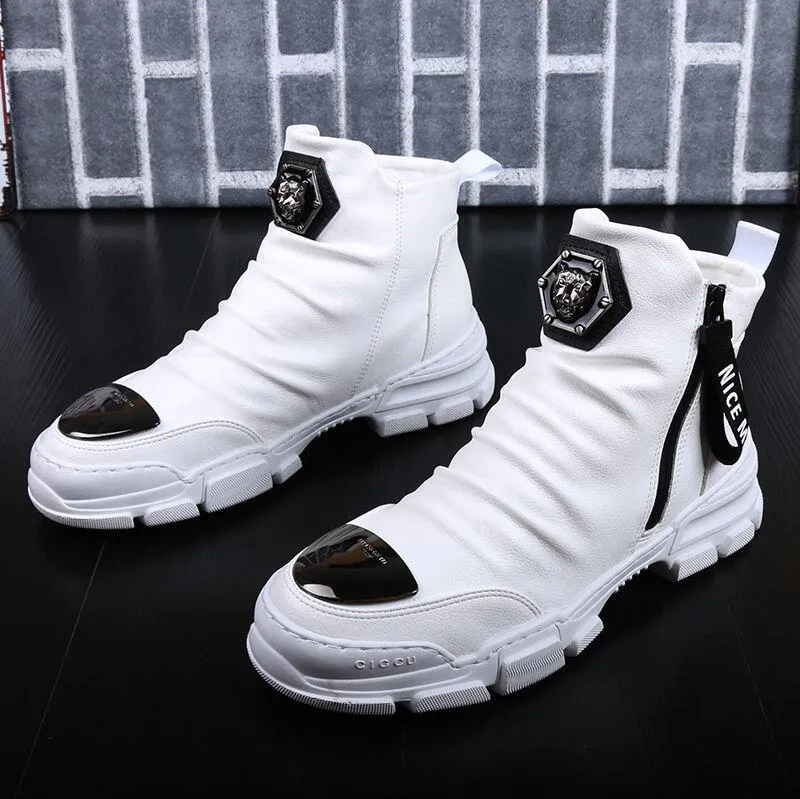 New Black Gold Madman Lion Men's Casual Shoes, High Quality Youth Soft Shoes