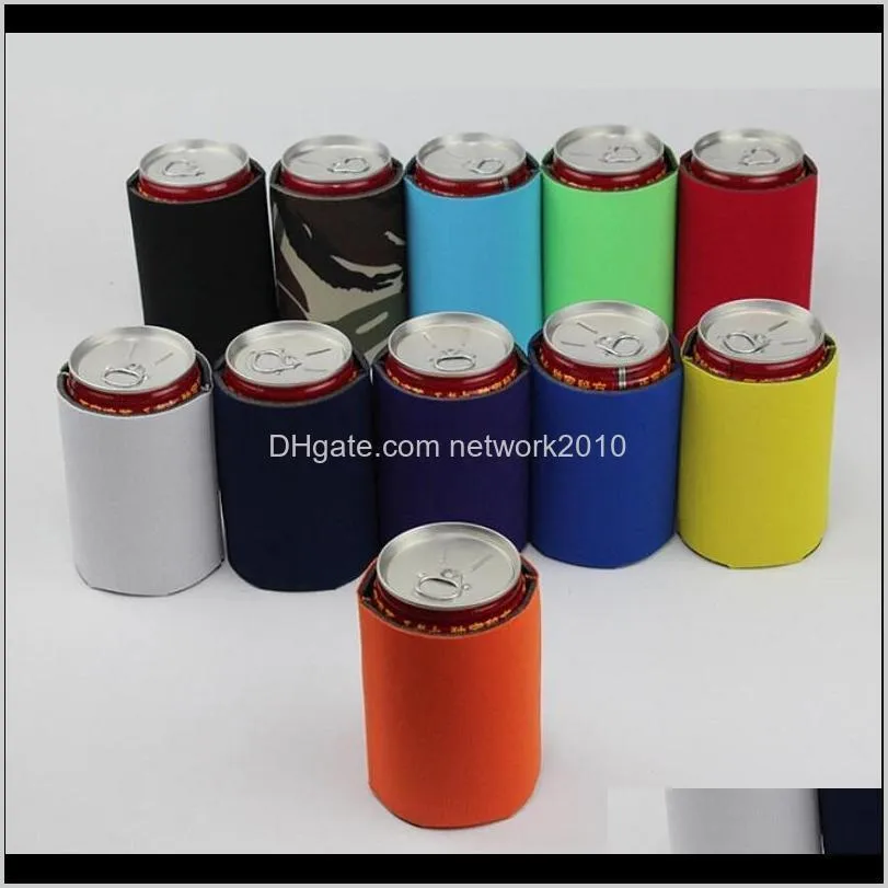 new arrival solid color neoprene foldable stubby holders beer cooler bags for wine food cans cover kitchen tools