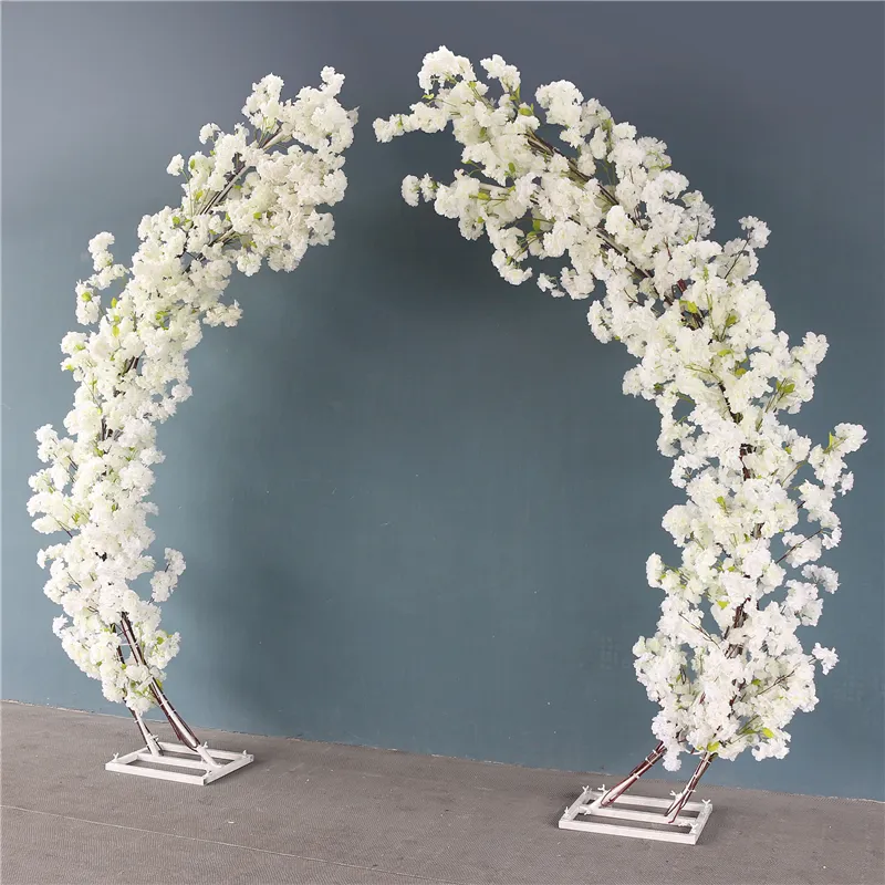 Cherry Blossom Arch Wedding Decoration Outdoor Party Flower Stand Decorative Home Garden Decor Artificial Fake Flowers