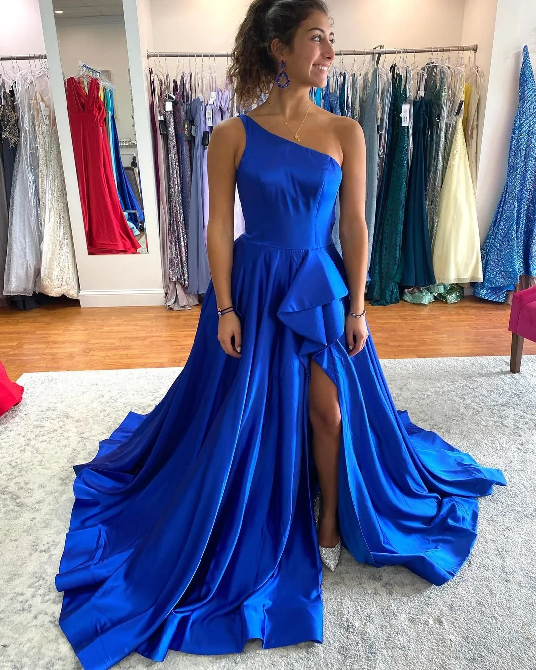 Fuchsia Prom Dress Royal Blue One Shoulder High Split... From  Uniquebridalboutique, $93.97 | DHgate.Com