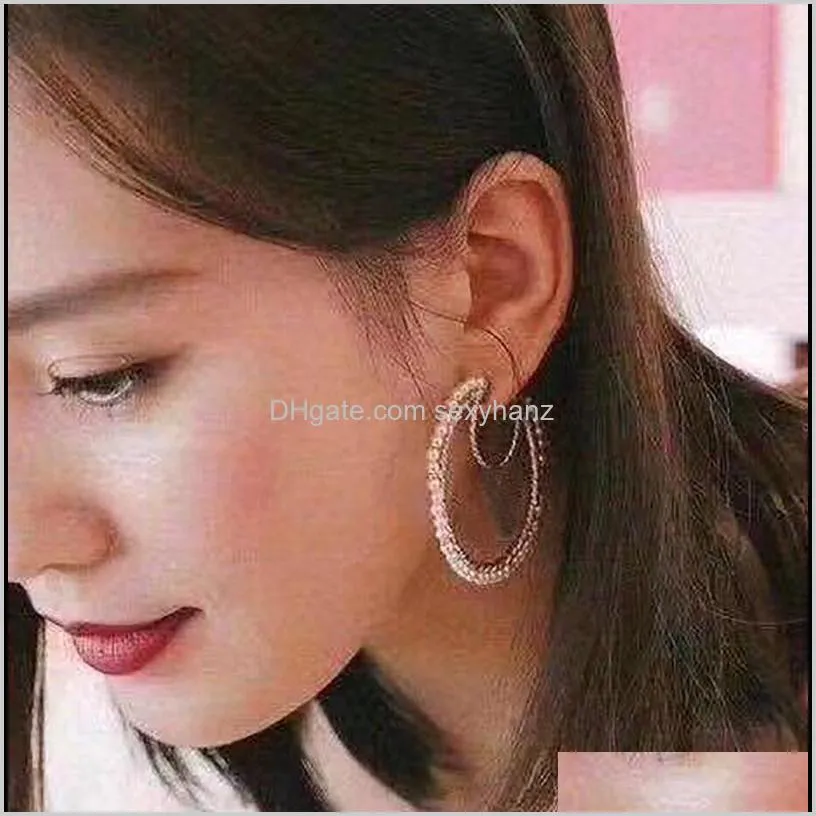 fashion brand have stamps moon pearl hoop earrings asymmetric and diamond earring for lady women party wedding marry jewelry engagement lovers