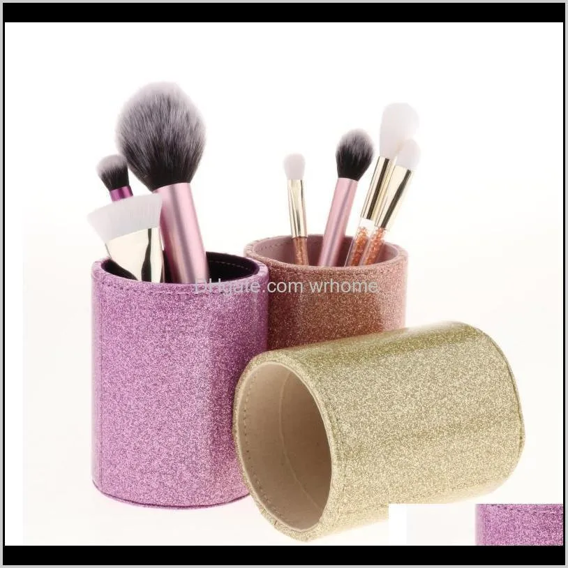 Leather For Home Office Stationery Desktop Organizer Glitter Pen Holder Makeup Brush Storage Boxes & Bins