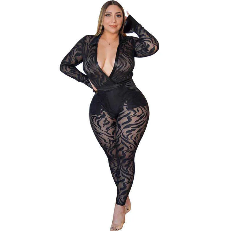 Club Outfits voor vrouwen Plus Size 4XL 3XL Zie door transparant 2 stuk set sexy dames zomer tweedelige set Womens Clubwear X0709 x0721