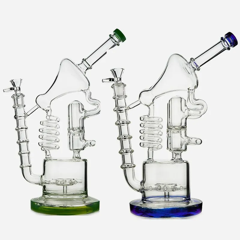Hookahs Huge Recycler Bongs Sidecar Matrix Water Pipes Honeycomb Oil Dab Rigs 14mm Joint Heady Glass Bowl