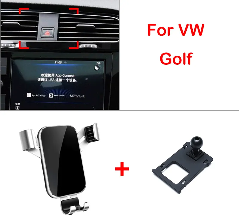 Support de téléphone pour Volkswagen Golf 7 MK7 2014-2018 accessoires de Support de Support de cellule de montage d'évent de voiture