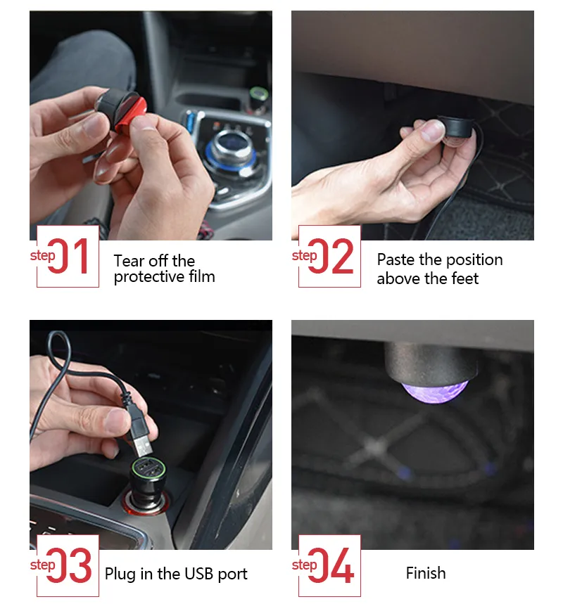TABEN Neonleuchtleisten für das Auto, 4-teiliges Set, it 8 Farben, zur
