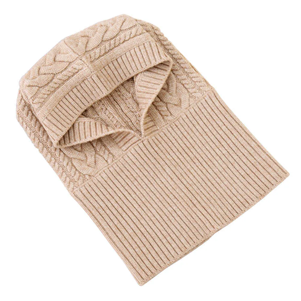 Conception Solide Hiver Tricoté Capuche Écharpe Femmes Chaud Hijab Bandanas Femme Châle Wraps De Luxe Épais Foulard Buff Femme Snood Q0828