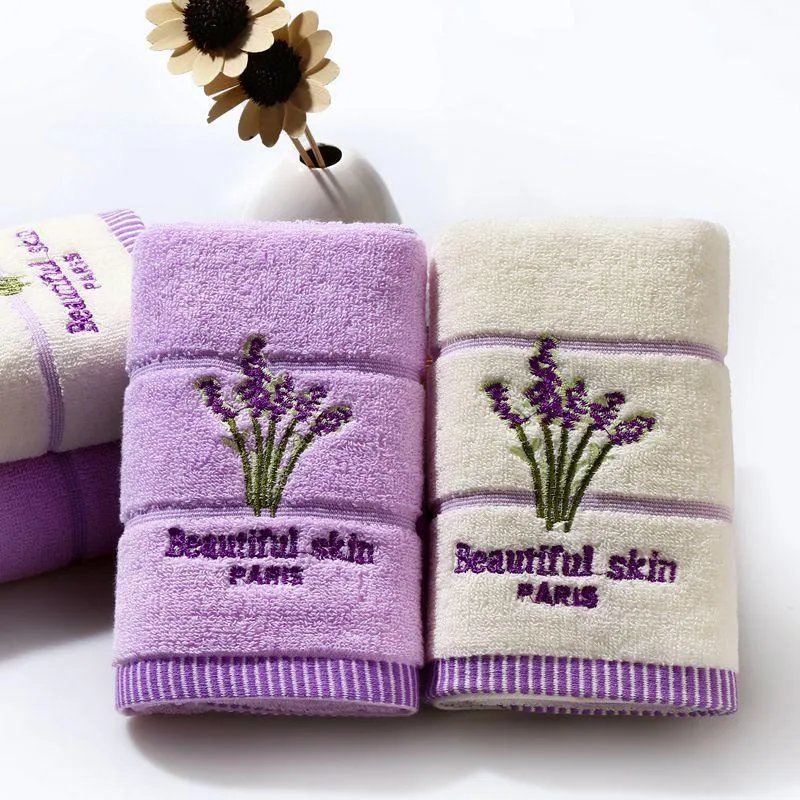 Towel 100% Cotton Fragrance Couple El Home Set Embroidered Lavender Bath Towels For Absorbent Face