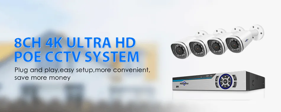 Hiseeu 8CH 4K POE NVR Kit H.265 CCTV Sistema De Segurança 8MP