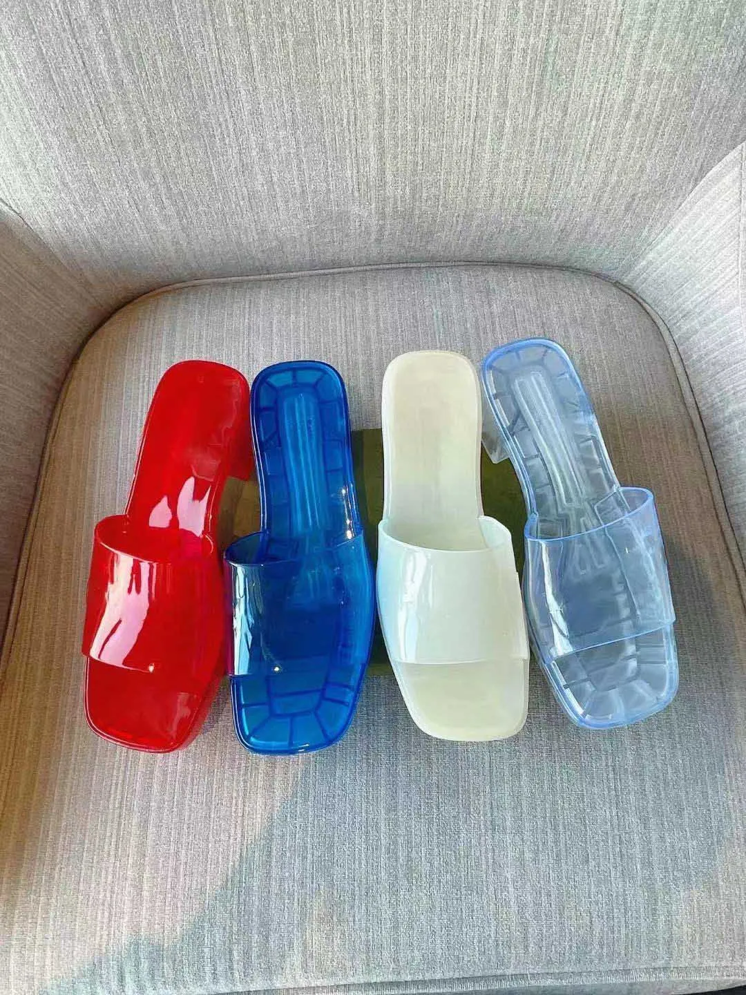 Save Big on Bulk Womens High Heel Slippers Women's Jelly Sandals:  Transparent High Heel Slippers, Colorful Beach Shoes With Comfortable Foam  Design