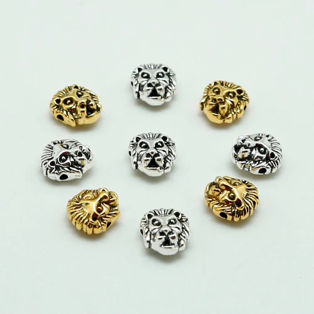 Metal Charms DIY Antik Gümüş Altın Renk Tibet aslan Kafa Boncuk halka boncuk Takı Yapımı Için 11x12mm