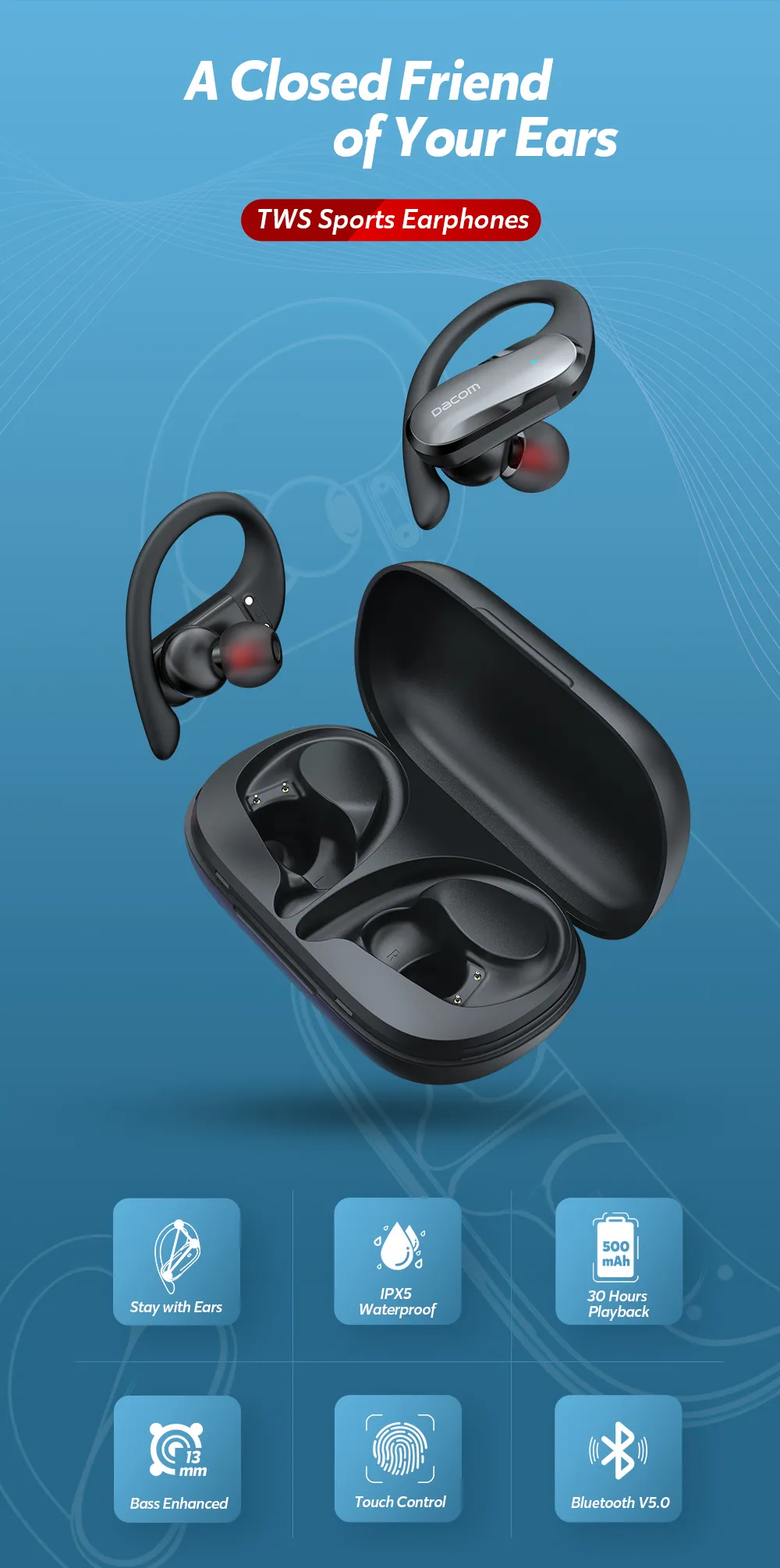 Dacom-auriculares Deportivos Inalámbricos Con Bluetooth