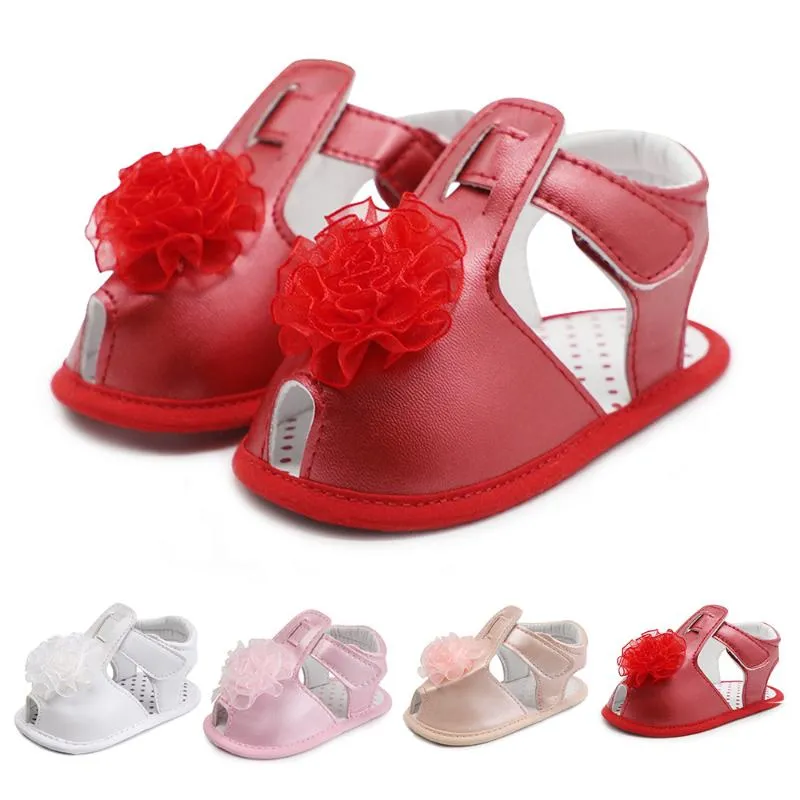 First Walkers 2021 Baby Summer Shoes Born Infant Girls Boys Solid Non-slip Flower PU Leather Breathable Toddler 0-18M