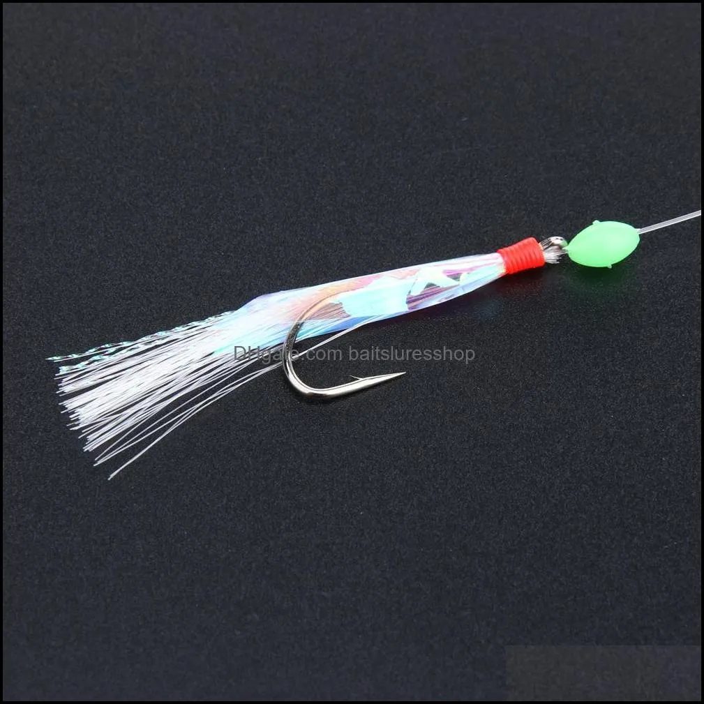 5 Packs/Lot New Sabiki Soft Fishing Lure Rigs Bait Jigs Lure Soft Lure Worn Fake String Crystal Barbed Hook Fishing Lures