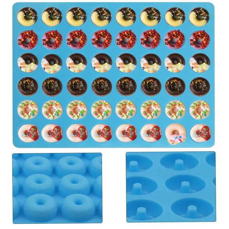 Mini Donut Silicone Mold Bakeware 48 Hole Ice Cube Mould Chocolate Biscuit Cake Molds Kitchen Baking Donuts Pan Moulds BH4797 TQQ