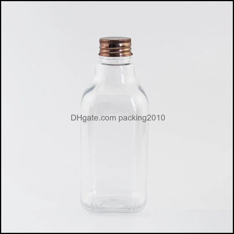200ML Empty Square Cosmetic Containers DIY SPA Bottle Plastic Metal Lid Cosmetics Packing Refillable Plastic Bottle