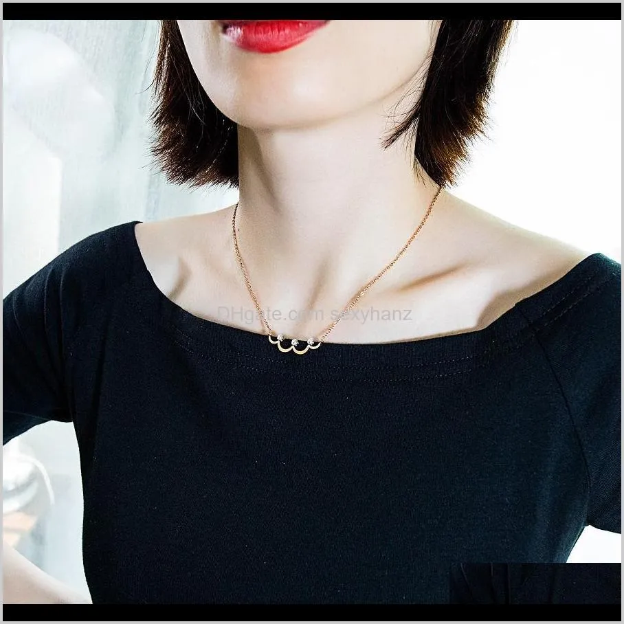 women charm choker fashion necklace woman jewelry new crystal rhinestone design stainless steel 18k gold pendant necklace s for women