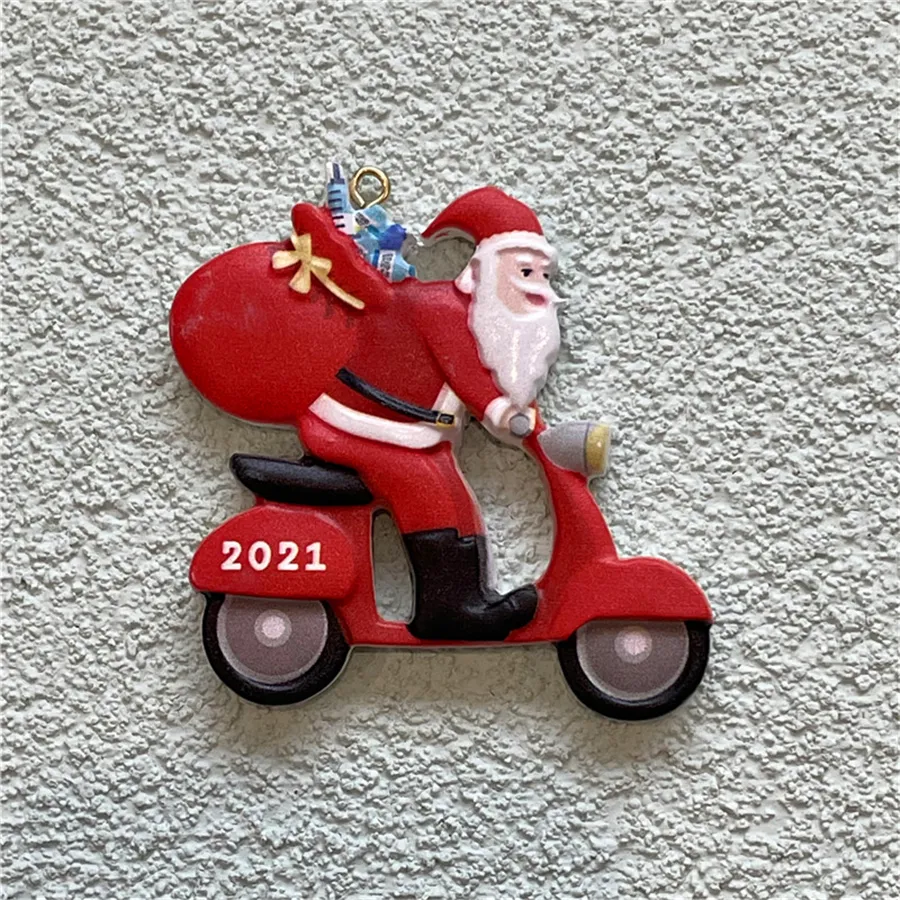 2021 Julprydnader Santa Claus Pendant Personliga Hängande Xmas Dekorationer Familj av 1-9 DIY Quarantine Namn Festival Hård harts Dekorer Snabb leverans