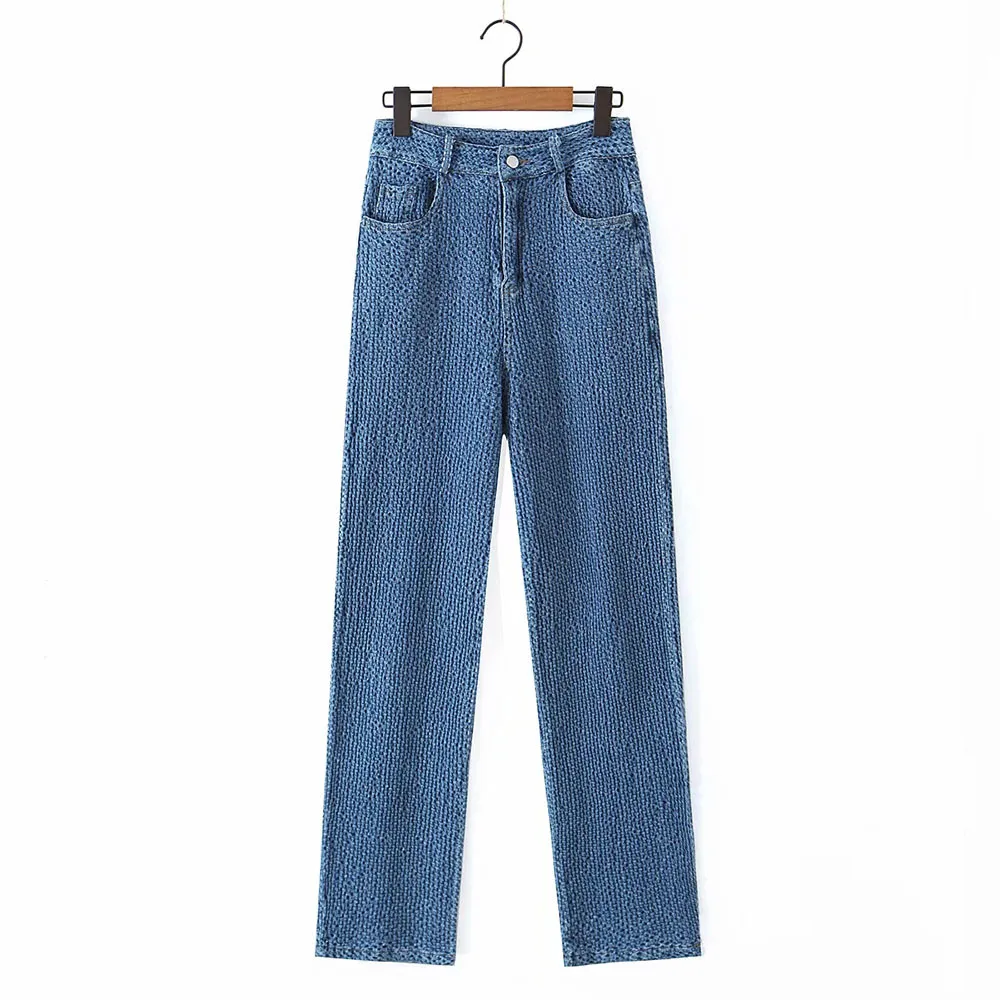 BBWM Femmes Pantalons Angleterre Style High Street Sky Blue Jambe Droite Denim Jeans Casual Lavé Dames Pantalon De Mode 210520