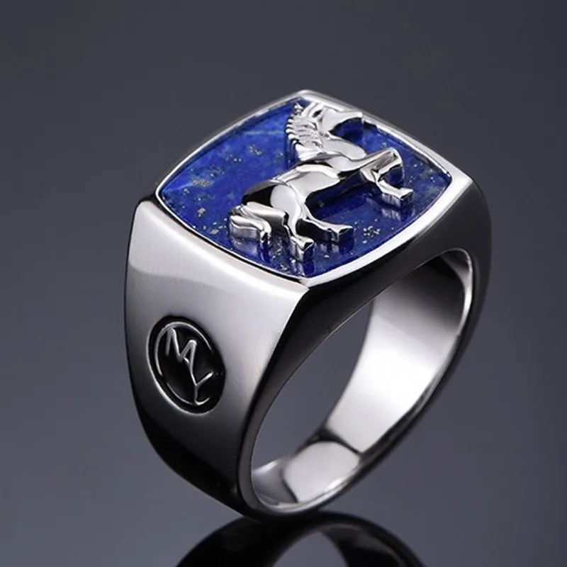 2021 Korean Thai S925 Black Stone Lapis Lazuli S för man Enkel 925 Silver Mäns Ring Pojkvän Present