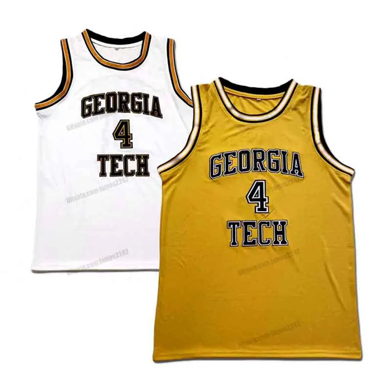 Özel Chris Bosh #4 Basketbol Jersey Üniversitesi Georgia Tech College Erkekler Dikişli Beyaz Altın Herhangi bir isim numarası S-4XL Yelek Formaları