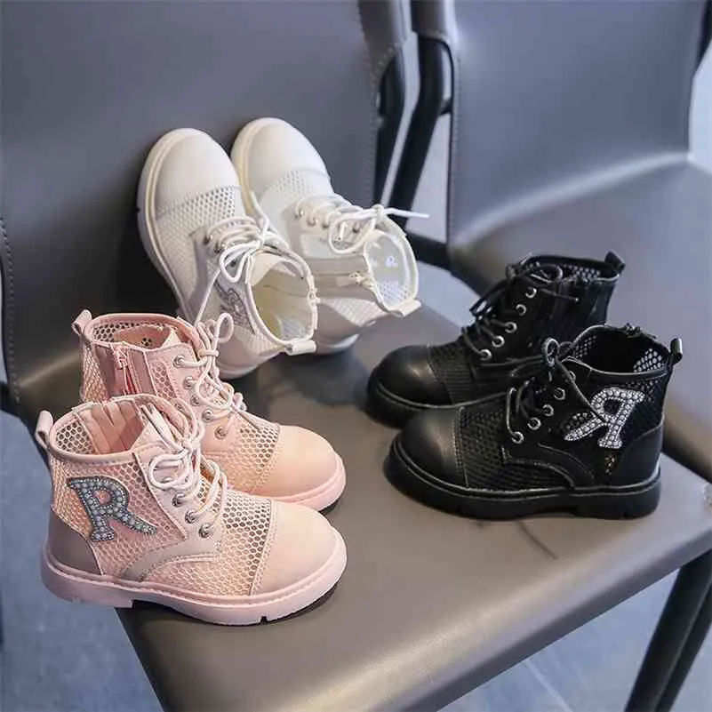 Girls summer Martin boots princess short boots baby British style breathable mesh boots 210713
