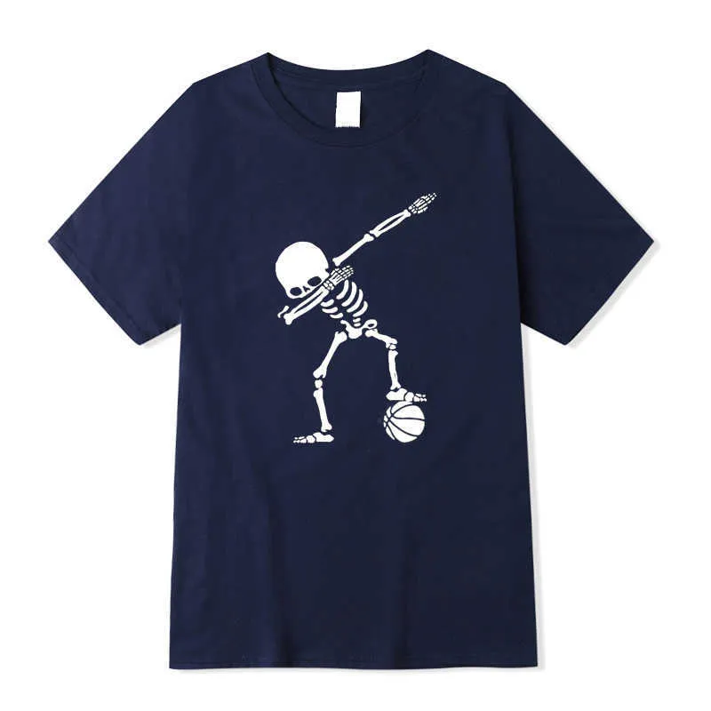 Xinyi Heren T-shirt Hoge Kwaliteit 100% Katoen Voor Mannen Korte Mouw Grappige Skull Printing T-shirt Mens Tee Shirts O-hals T-shirt Y0809
