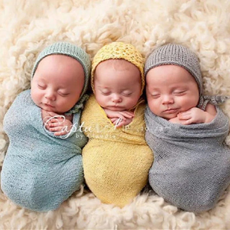 Newborn Baby Photo Wraps Полотенца Студия Съемка Съемка Качество Хлопок Пузырькая пряжа Эластичная Усадка Ткань Корзина Наполнитель