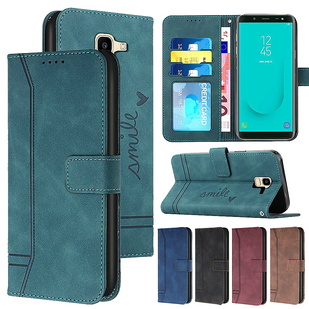 PU Leather Flip Cases Pokrywa Dla Samsung J310 J510 J710 J4 J6 J8 2018 Karta Slots Portfel Case dla Galaxy A320 A520 A6 2018 A7 A8 2018