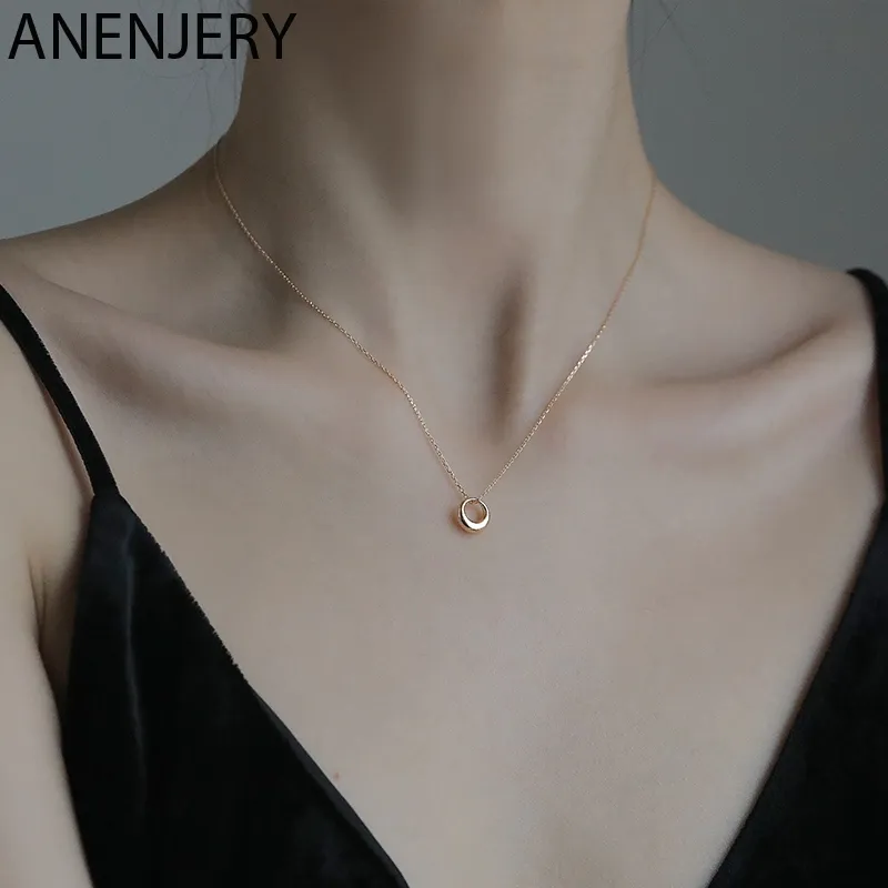 Geometrisk rund cirkel Clavicle Chain Halsband för kvinnor Bästa gåvor Smycken Partihandel S-N645
