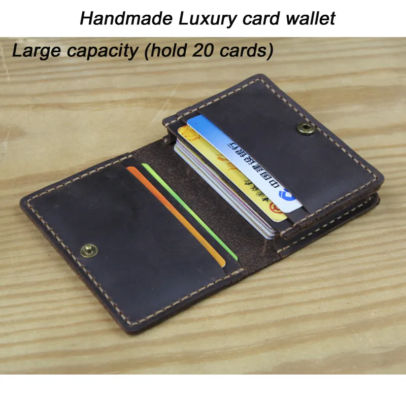 Carteira Genuine Leather Unisex Moda Case Handmade de Alta Qualidade Homens Pequenos Barramento / Nome Cartão Titular Mulheres Mulheres