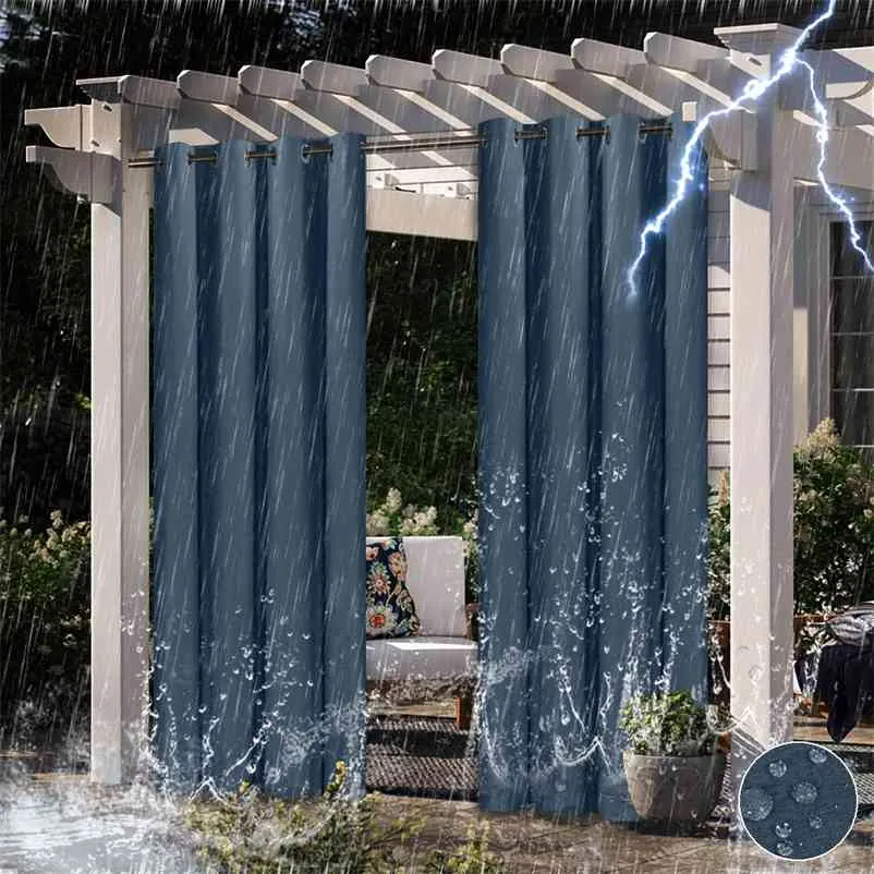 Outdoor Waterdichte Gordijnen Thermische Geïsoleerde Zon Blokkering Blackout Gordijn voor Patio Tuin Voorporch Gazebo Yard 1 paneel 210913