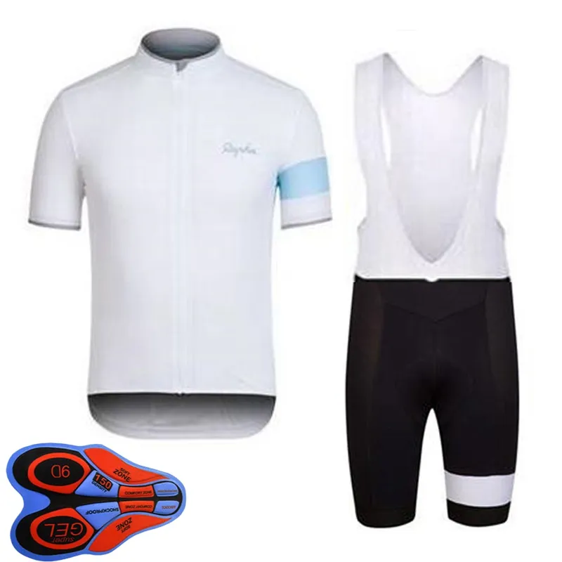 Rapha Drużyna Letnia Jersey Zestaw Męskie Koszulki z krótkim rękawem Koszulki BIB Spodenki Zestawy Wyścigowe Rowerowe Jednolite Outdoor Sportwear Ropa Ciclismo S21040606