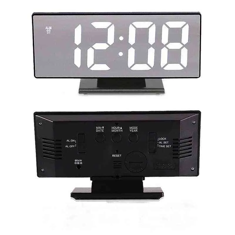 デジタル目覚まし時計LEDスクリーン目覚まし時計のための寝室の温度スヌーズ機能デスクテーブル時計家の装飾LEDクロック211112