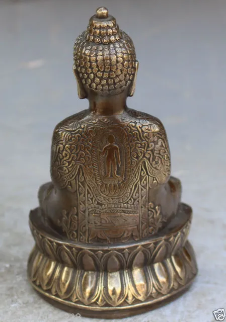 18 cm Chinois Chinois Bouddhisme Bronze Shakyamuni SAKYAMUNI AMITABHA BOUDDHA Statue