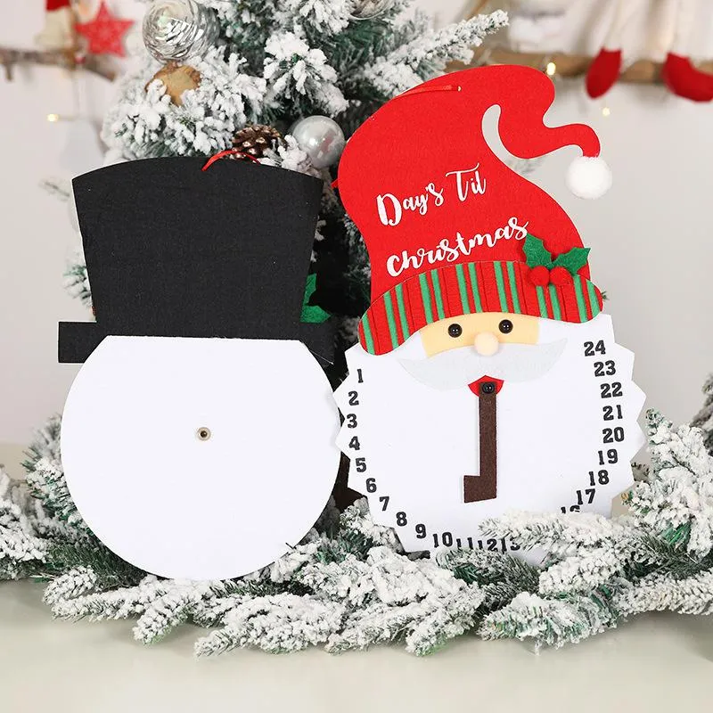 Christmas Decorations Creative Cartoon Santa Claus Countdown Calendar Xmas Tree Felt Calendar Pendant w-01155