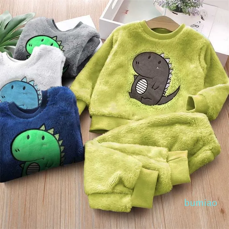 Детская одежда FlaneLel Baby Pajamas зимний лаундж длинные Джонс девочек Loungewear Boys Sweetwear Suite 211203