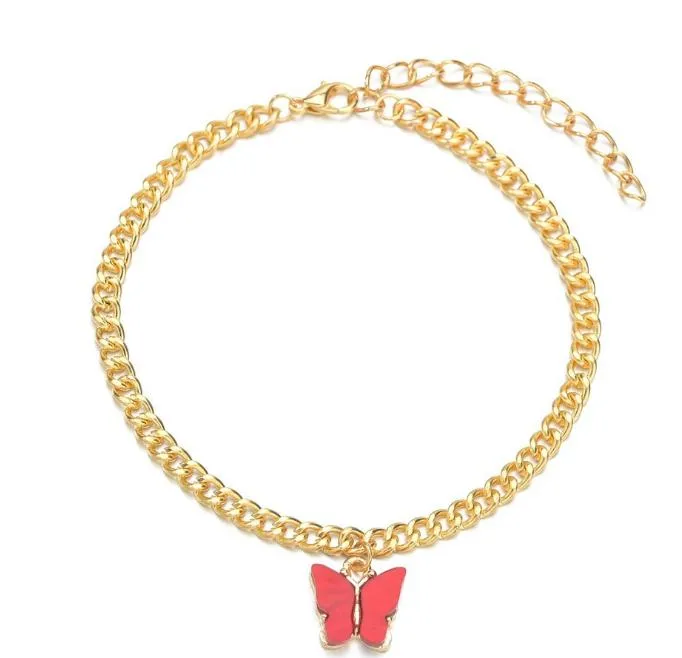 2021 Butterfly Charm Anklet Chain Summer Beach Gold Enkle Chains Foot Armband Mode-sieraden Will en Sandy Gift