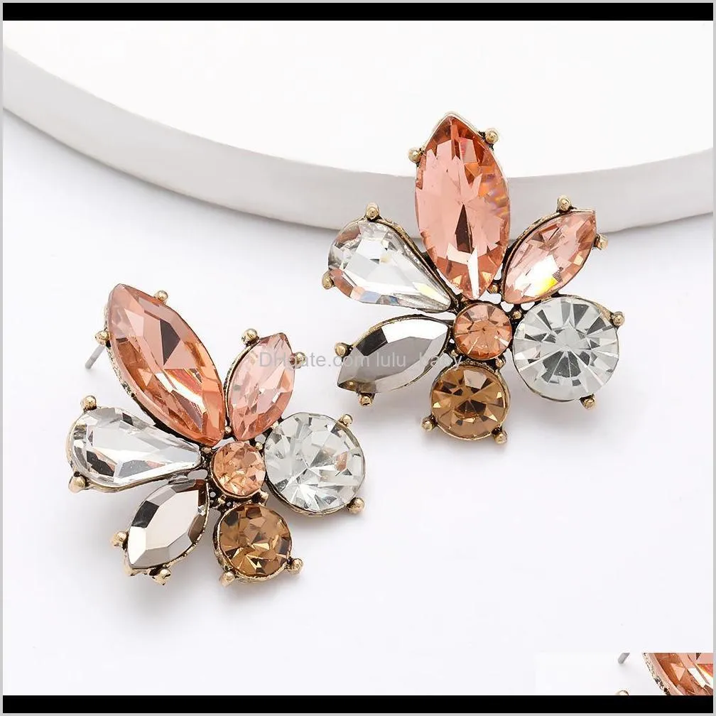 personalized super flash alloy diamond glass diamond flower full diamond earrings fashionable girl girl heart ear nail