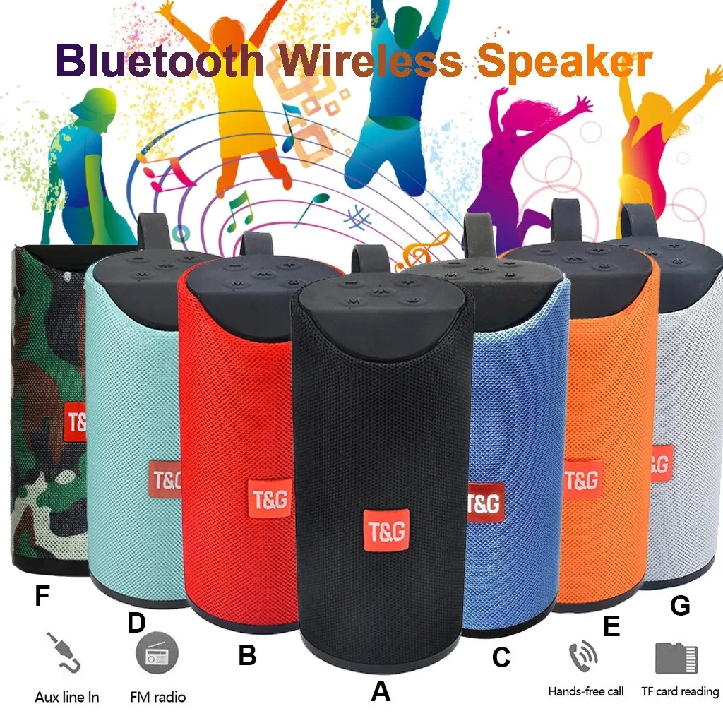 Alto-falante Bluetooth TG113 5W Outdoor Portable Coluna Sem Fio Bluetooth Speaker USB TF FM Rádio Música Subwoofer Estéreo para PC