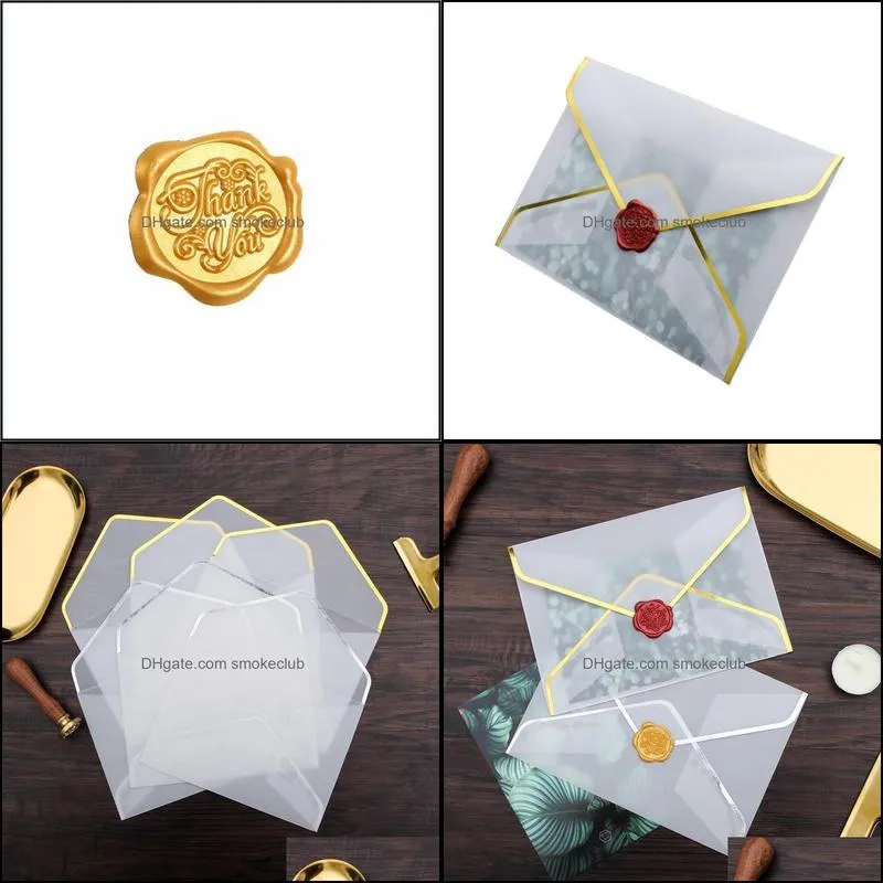 Greeting Cards 20pcs/set Stamping Printing Paper Envelope Transparent Sulfuric Acid Wedding Letter Invitation