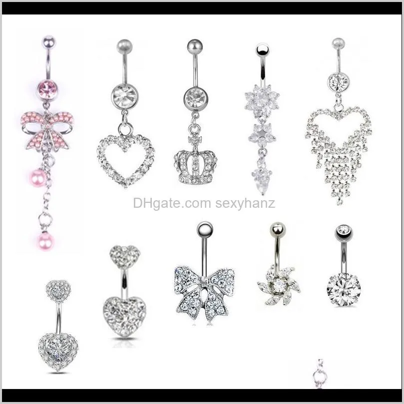 mcs10-003 mix 10 styles for 20 pcs belly ring seastar hand 14ga 11 mm length 5 mm ball