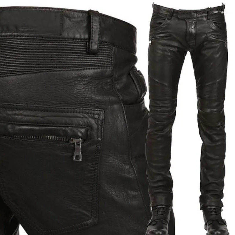 Men's Pants Leather Trousers Men Motorcycle Black Mens Fashion PU Riding Waterproof Motor Biker Male Street Plus Size1