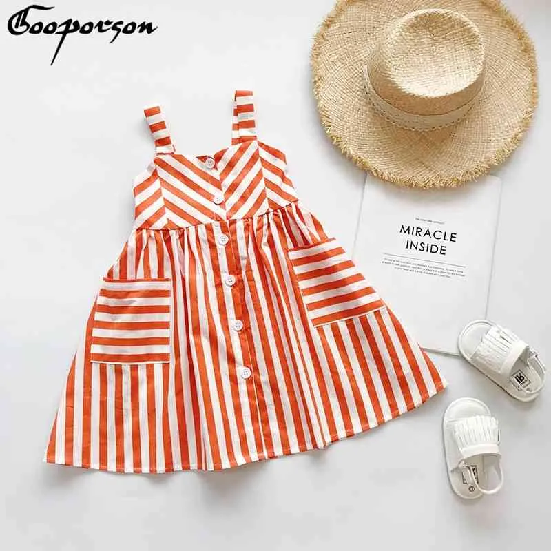 Gooporson Enfants Robes pour filles Summer Stripes Slip Robe Mignon Petit Vêtements Bébé Enfants Costume Vêtements Coréens 210508