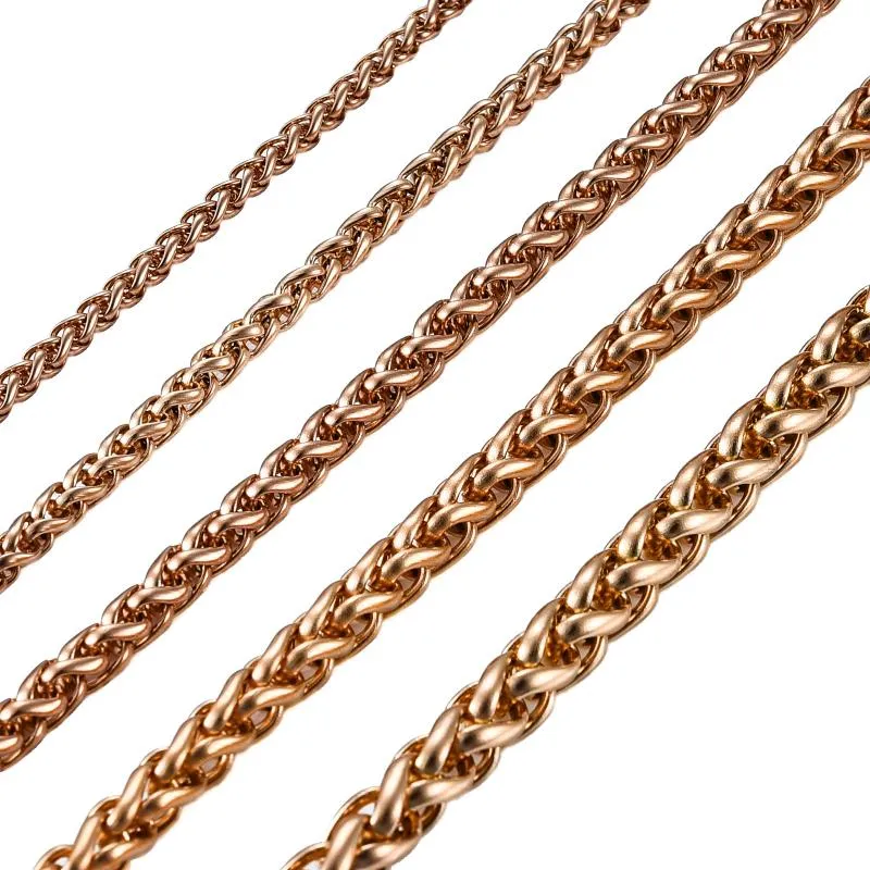 Chains Women Stainless Steel Chain Basket Material Braided Rose Gold Color Necklace Jewelry Fashion Christmas Gifts