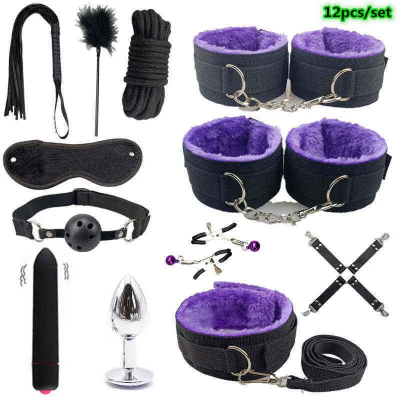 Nxy Adult Toys Bondage Gear Sex for Couples Bdsm Set Metal Butt Plug Erotic Toy Games Exotic Accessories 1207